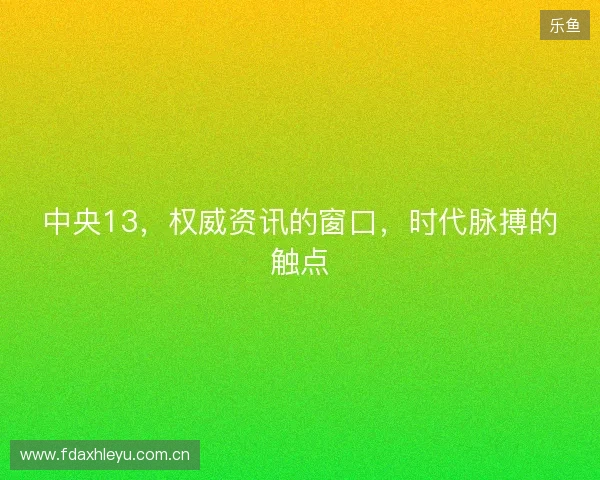 中央13,权威资讯的窗口,时代脉搏的触点 中央13,权威资讯的窗口,时代脉搏的触点